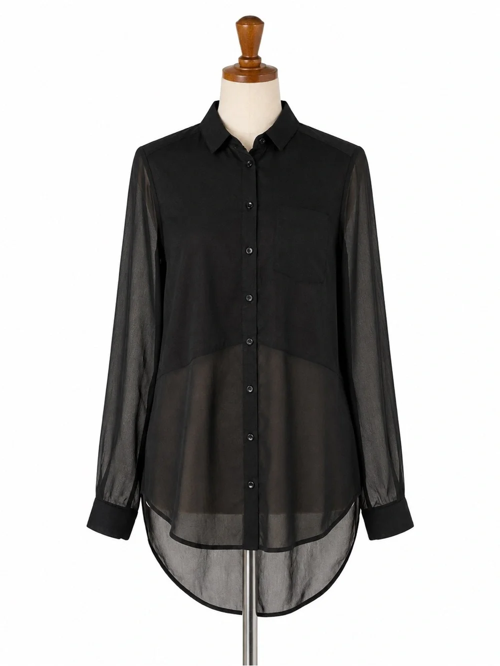 Free People Sheer Black Button Down Blouse Oversized Small